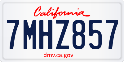 CA license plate 7MHZ857