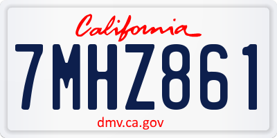 CA license plate 7MHZ861