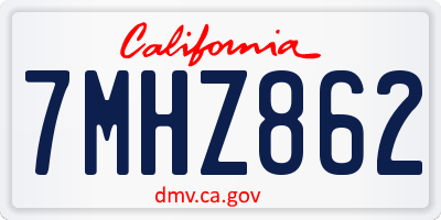CA license plate 7MHZ862