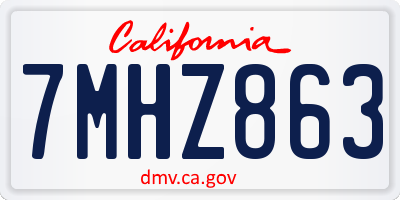 CA license plate 7MHZ863