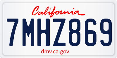 CA license plate 7MHZ869