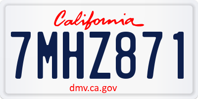CA license plate 7MHZ871