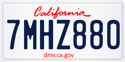 CA license plate 7MHZ880