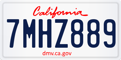 CA license plate 7MHZ889