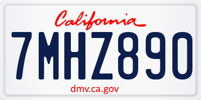 CA license plate 7MHZ890