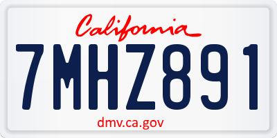 CA license plate 7MHZ891