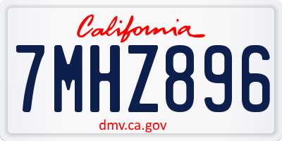 CA license plate 7MHZ896