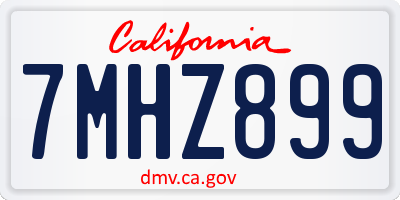 CA license plate 7MHZ899