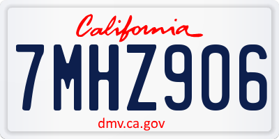 CA license plate 7MHZ906