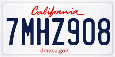 CA license plate 7MHZ908