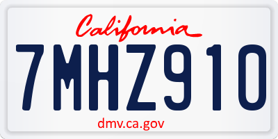 CA license plate 7MHZ910