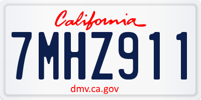 CA license plate 7MHZ911
