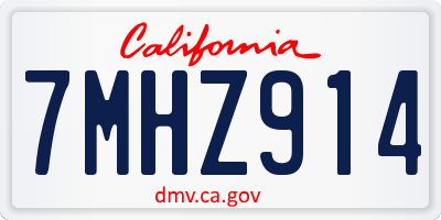 CA license plate 7MHZ914
