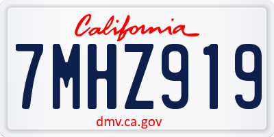 CA license plate 7MHZ919