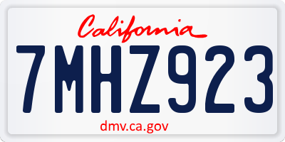 CA license plate 7MHZ923