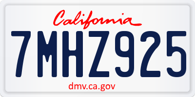 CA license plate 7MHZ925