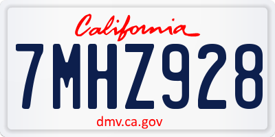 CA license plate 7MHZ928