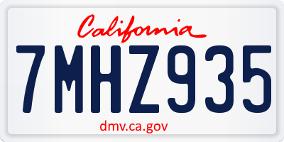 CA license plate 7MHZ935