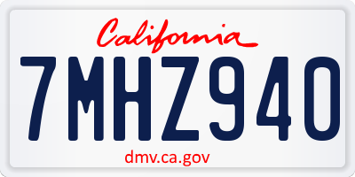 CA license plate 7MHZ940