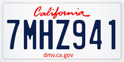 CA license plate 7MHZ941