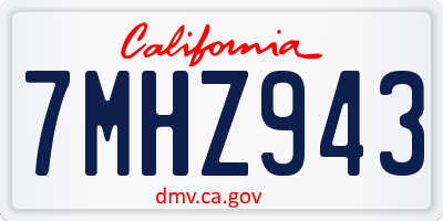 CA license plate 7MHZ943