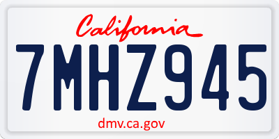 CA license plate 7MHZ945