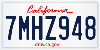 CA license plate 7MHZ948