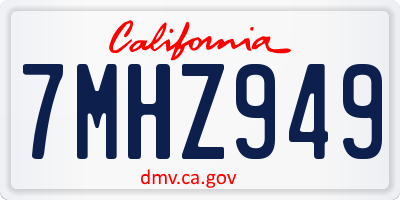 CA license plate 7MHZ949