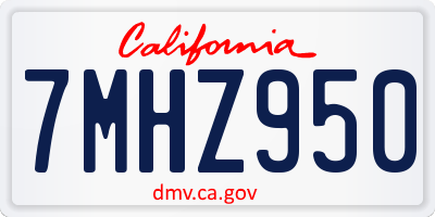 CA license plate 7MHZ950