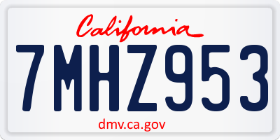 CA license plate 7MHZ953