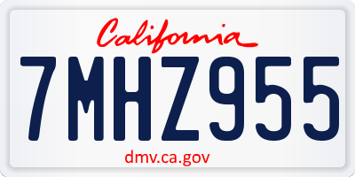 CA license plate 7MHZ955