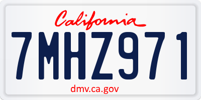CA license plate 7MHZ971