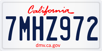 CA license plate 7MHZ972