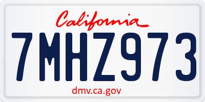 CA license plate 7MHZ973