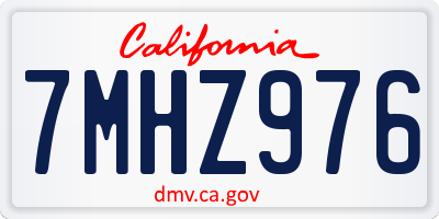 CA license plate 7MHZ976