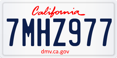 CA license plate 7MHZ977