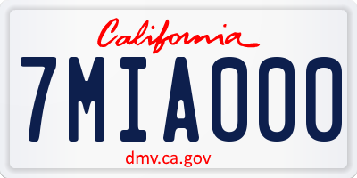 CA license plate 7MIA000