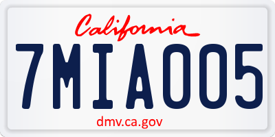 CA license plate 7MIA005