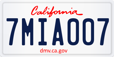 CA license plate 7MIA007