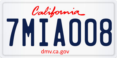 CA license plate 7MIA008
