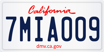 CA license plate 7MIA009