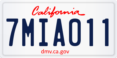 CA license plate 7MIA011
