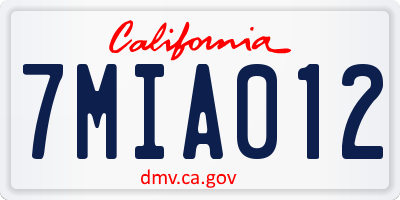 CA license plate 7MIA012