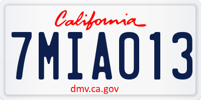 CA license plate 7MIA013