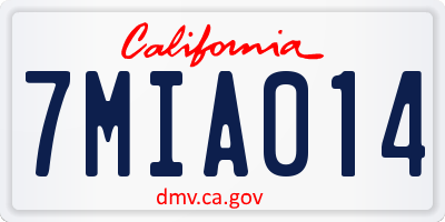 CA license plate 7MIA014