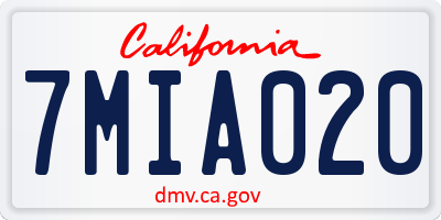 CA license plate 7MIA020