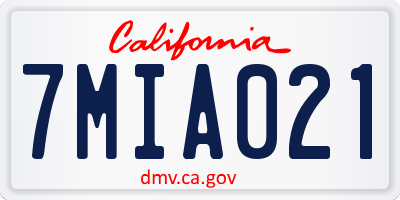 CA license plate 7MIA021
