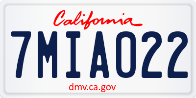 CA license plate 7MIA022