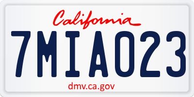CA license plate 7MIA023