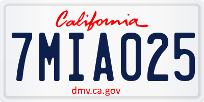 CA license plate 7MIA025